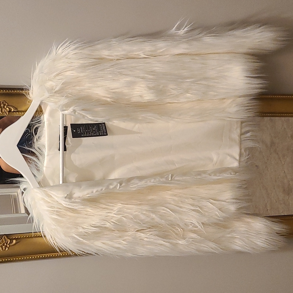 White faux fur jacket